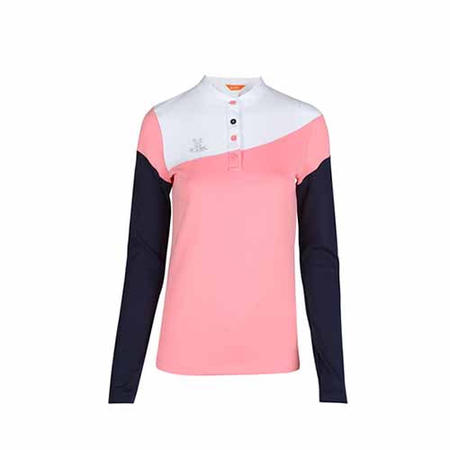 여성 하프넥 차이나 절개 티셔츠 AFB3TP103M-PinkALAIRE